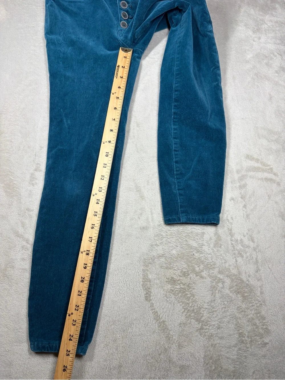 Anthropologie Pilcro Teal Blue High Rise Skinny Cropped Corduroy Retro Pants 26